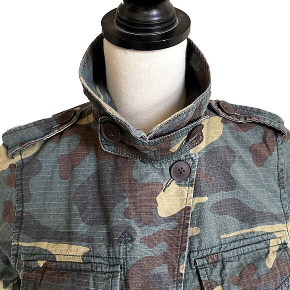MADEWELL Women’s Camo Military Utility Jacket Green Khaki Size XS Cotton - Picture 8 of 9